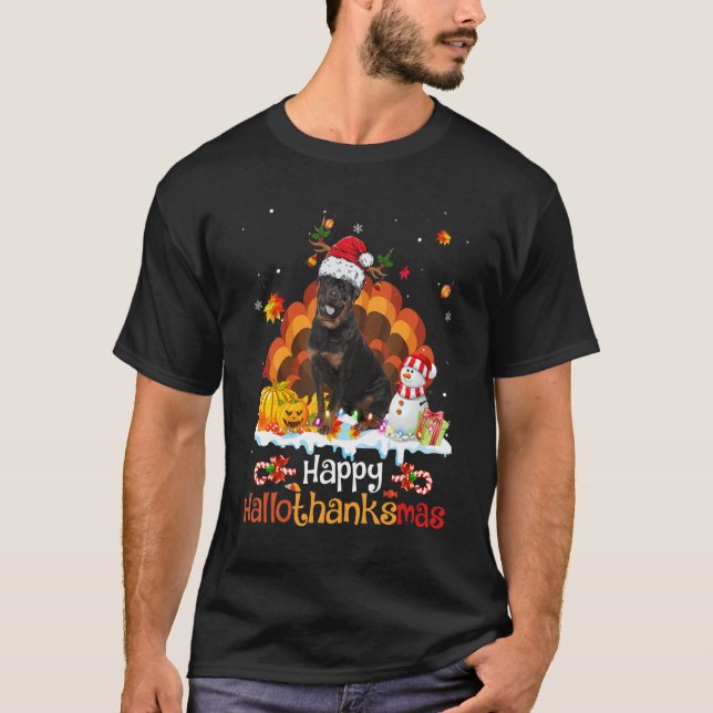 T-shirt HalloMerciMas Halloween Thanksgiving Noël Ro (Devant)