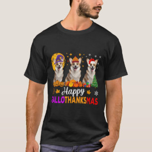 T-shirt Hallothanksmans de Noël de Corgi Dog Halloween