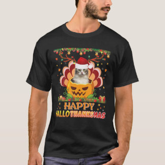 T-shirt Hallothanksmas américain Curl Chat Halloween C