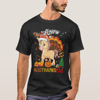 T-shirt Hallothanksmas Drôle Père Noël Turquie Citrouille
