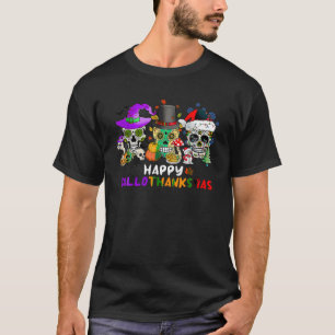 T-shirt Hallothanksmas du crâne de sucre Halloween Thanksg