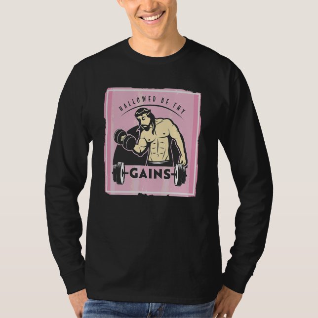 T-shirt Hallow Be Thains Muscle Jesus Poids Lifting (Devant)