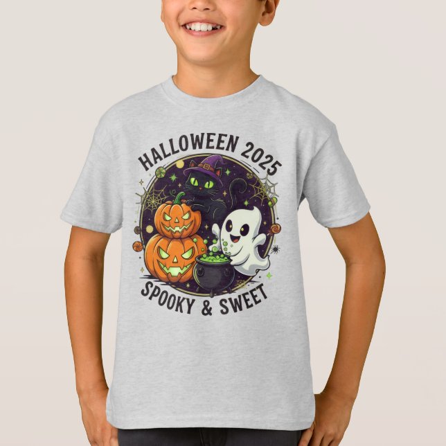 T-shirt halloween 2025 éffrayant & doux (Devant)