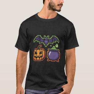 T-shirt Halloween 8 bits rétro   Pixel Art Citroui