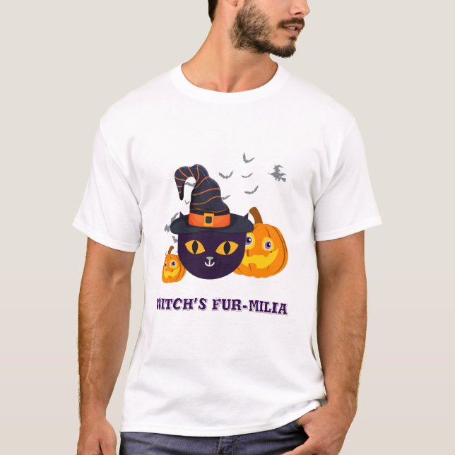 T-shirt Halloween à fourrure et militaire de sorcière (Devant)