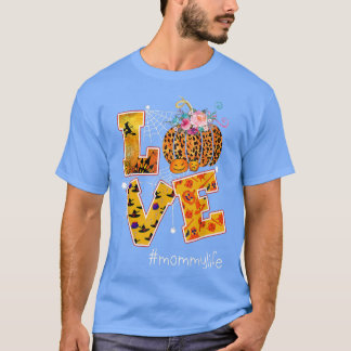 T-shirt Halloween Amour Maman Citrouille Leopard Floral Co