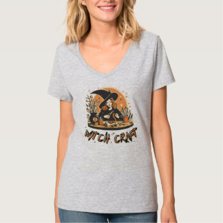 T-shirt Halloween artisanal sorcière rétro