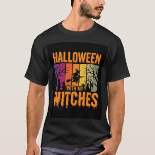 T-shirt Halloween Avec Mes Sorcières Rétro Coucher De Sole