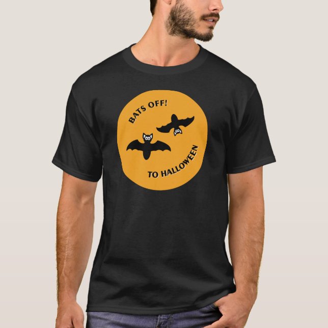 T-shirt Halloween Bats Orange (Devant)