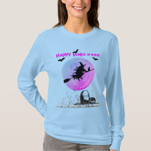 T-shirt Halloween Bleu clair long