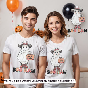 T-shirt Halloween boo haw girly fantôme western cowgirl
