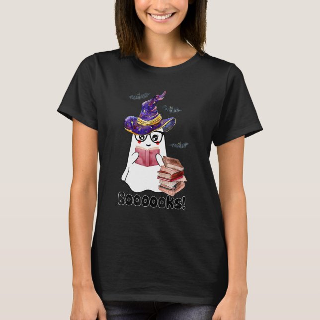 T-shirt Halloween Booooks Ghost Reading Boo Read Books Lib (Devant)