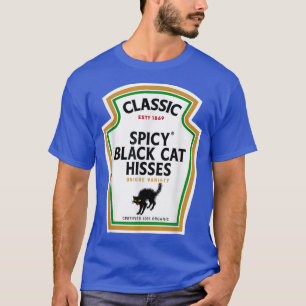 T-shirt Halloween Bouteille de fronton épicé Chat noir His