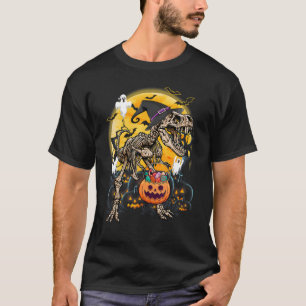 T-shirt Halloween Boys Dinosaur Skeleton rex Citrouille d'