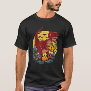 T-shirt Halloween Boys Dinosaur Skeleton Rex Citrouille d'
