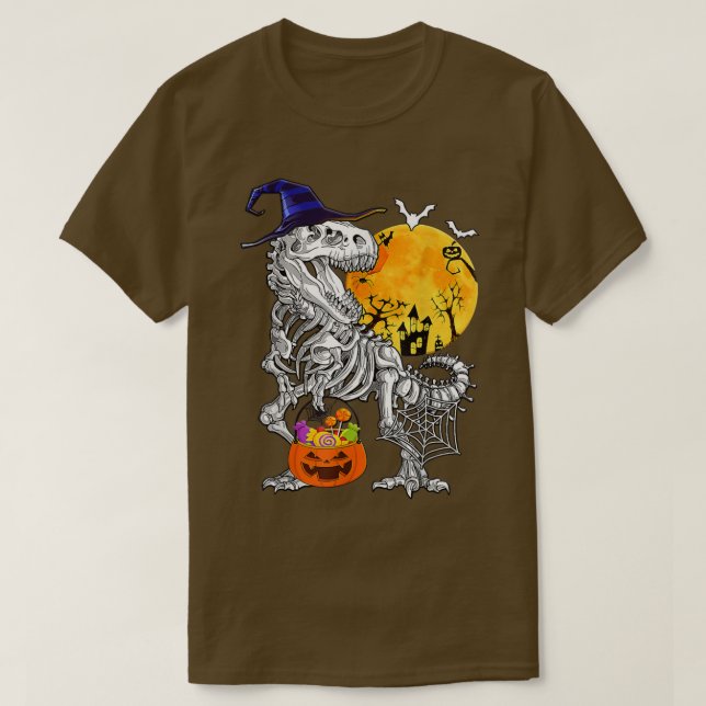 T-shirt Halloween Boys Dinosaur Skeleton T rex Scanner Pum (Design devant)