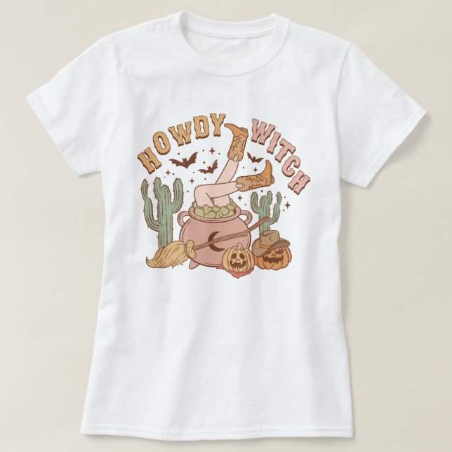 T-shirt Halloween branché de la cow-girl occidentale Howdy (Design devant)