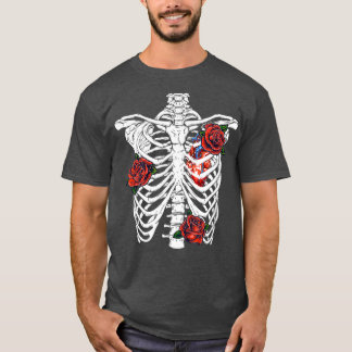 T-shirt Halloween Cage Rib Squelette Jour des Morts