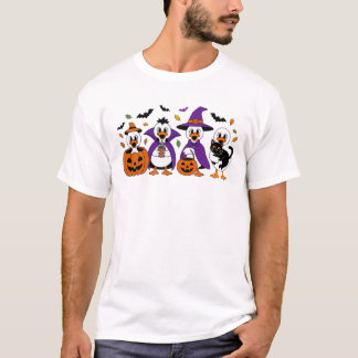 T-shirt Halloween Canard Sorcière Casquette, Citrouille, C