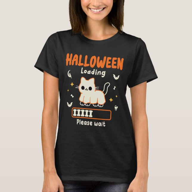 T-shirt Halloween Chargement S'il vous plaît Attendre Funn (Devant)