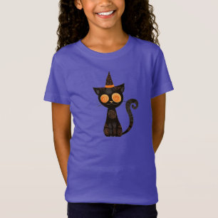 T-Shirt Halloween/chat/chute/blanc