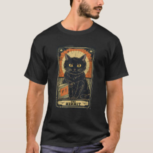 T-shirt Halloween Chat noir Le Hermite Tarot Card Reader W