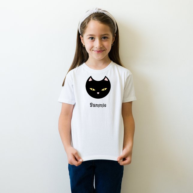 T-shirt Halloween Chat noir Nom personnalisé Enfants (Créateur téléchargé)