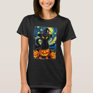 T-shirt Halloween Chat noir VAN GOGH Maman de Starry Nig