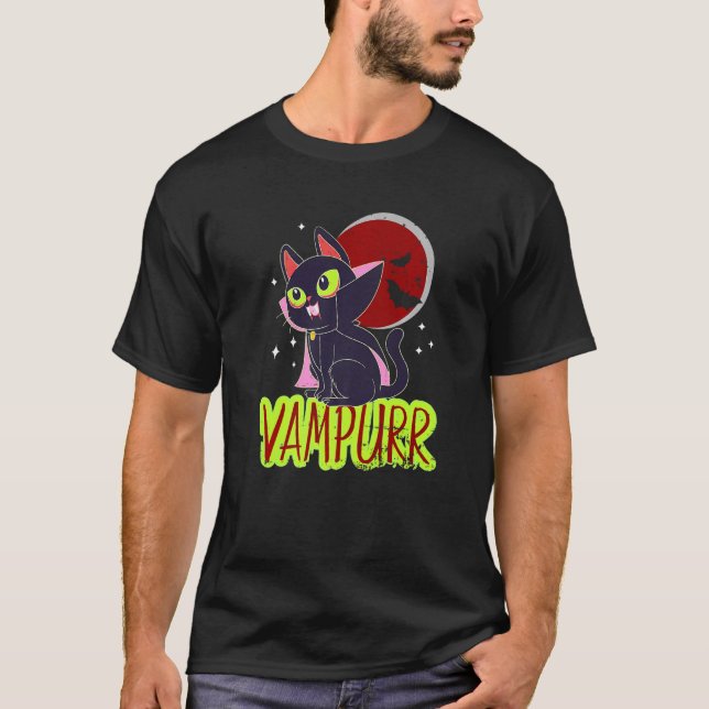 T-shirt Halloween Chat Vampire Vampurr Chat Lady Femmes Ho (Devant)