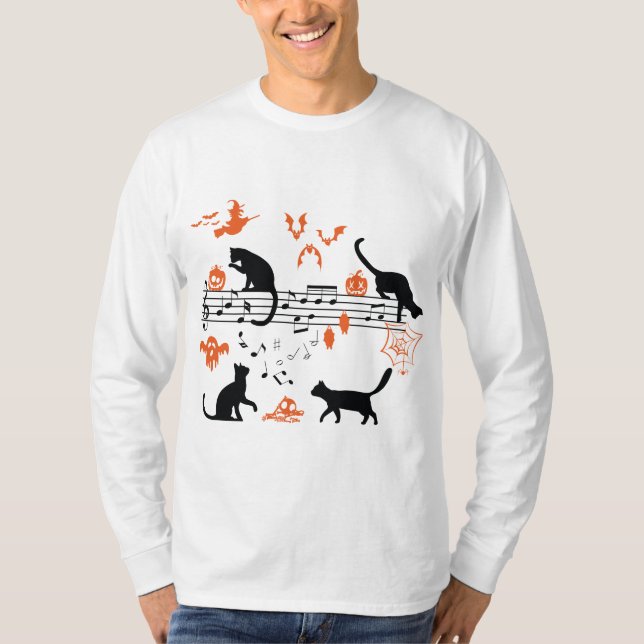 T-shirt Halloween Chats Éffrayants et effrayants Jouer Not (Devant)