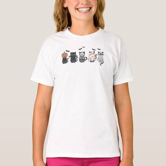 T-shirt Halloween Chats noirs Éffrayant mignonne drôle (Devant)