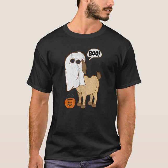 T-shirt Halloween Chèvre Ghost Costume mignonne Boo Chèvre (Devant)