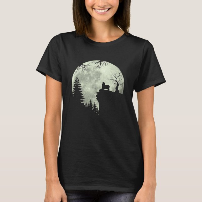 T-shirt Halloween Chien Havanais Et Lune En Chien Forêt (Devant)