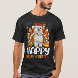 T-shirt Halloween Chien maltais Noël Hallomerci joyeux
