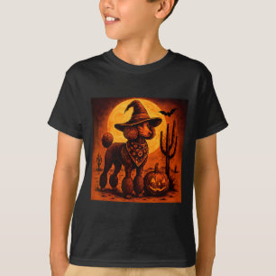 T-shirt Halloween Chien Poodle Cowboy Occidental Vintage 9