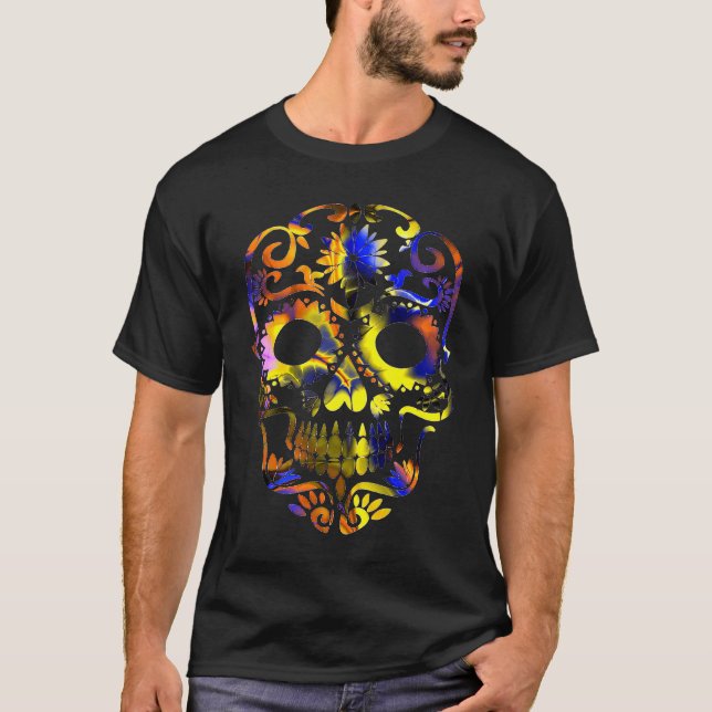 T-shirt Halloween Cinco de Mayo Beautiful Sugar Skull Mexi (Devant)