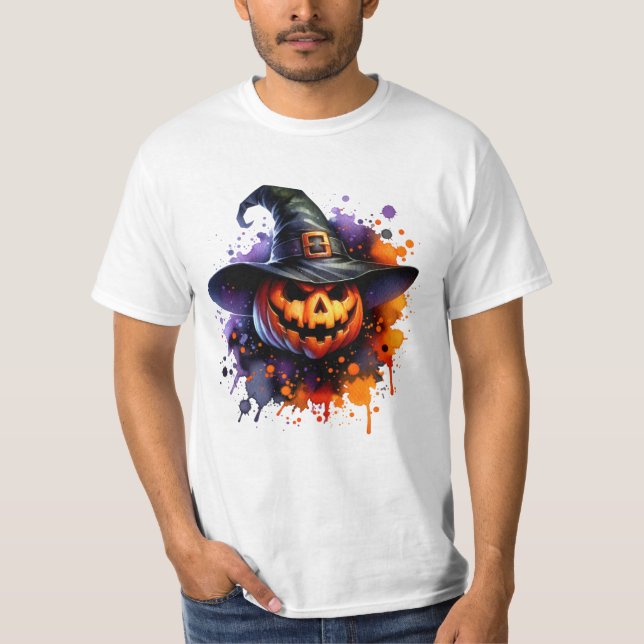 T-shirt Halloween Citrouille Crâne Spoky (Devant)
