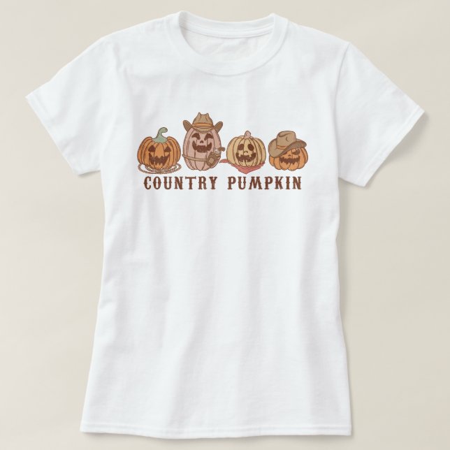 T-shirt Halloween Citrouille de vache à l'Ouest branché (Design devant)
