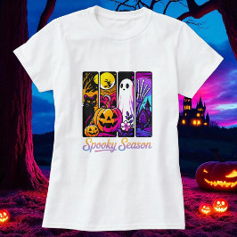 T-shirt Halloween Citrouille Ghost Pop Art Retro