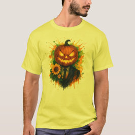 T-shirt Halloween Citrouille Head aquarelle Art