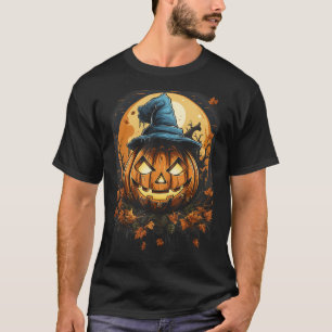 T-shirt Halloween Citrouille Scary Jack-o'-lantern Hallowe