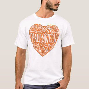 T-shirt Halloween Cœur, Cœur Forme Orange, Vacances