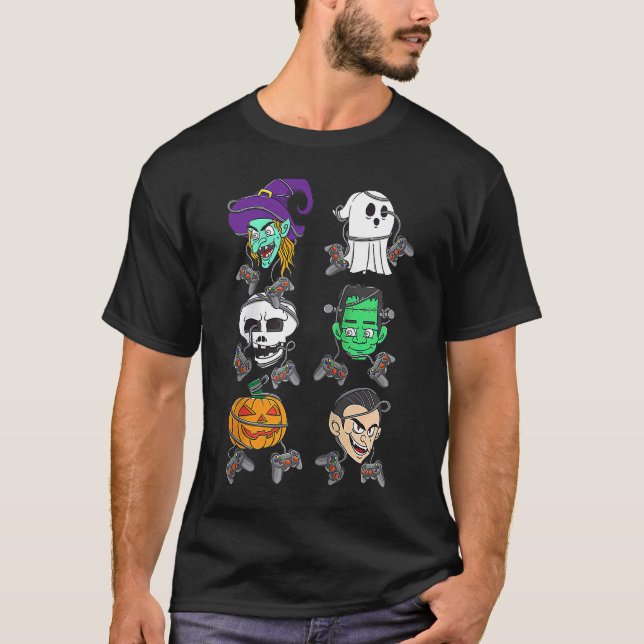 T-shirt Halloween Contrôleur de jeu Femmes Joueuses Hallow (Devant)