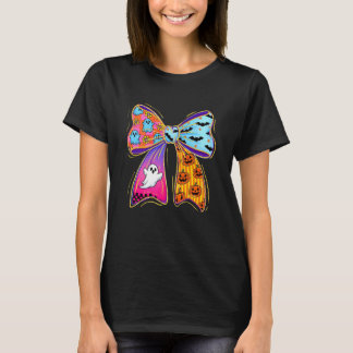 T-shirt Halloween Coquette Arc Boo Fantôme Automne Citroui
