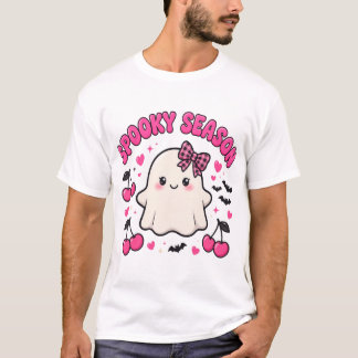 T-Shirt Halloween Coquette Fantôme Cerise Saison E