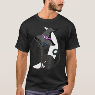 T-shirt Halloween Costume Chat Noir Sorcière Casquette & L