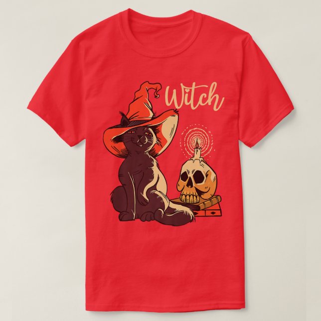 T-shirt Halloween Costume Chat Noir Sorcière Casquette & L (Design devant)