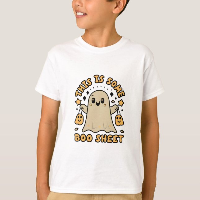 T-shirt Halloween Costume de fantôme Boo Voici une feuille (Devant)