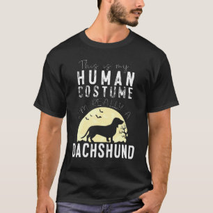 T-shirt Halloween Costume humain Dachhund Moon Silhouette