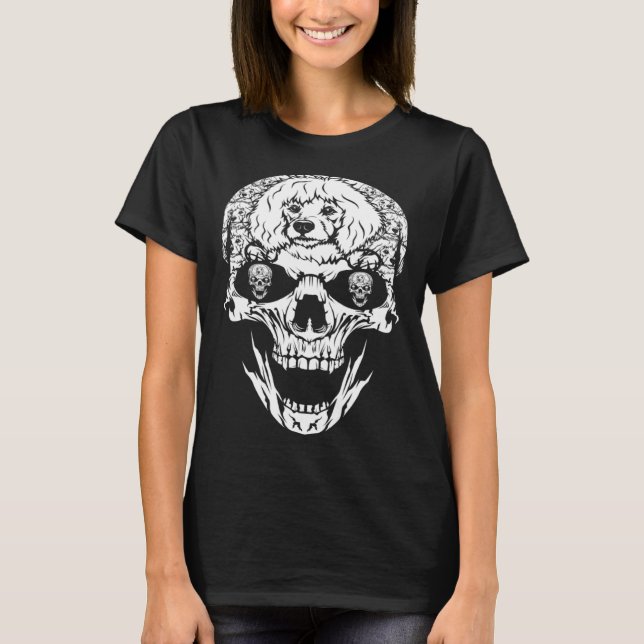T-shirt Halloween Costume Skull Poodle Dog (Devant)